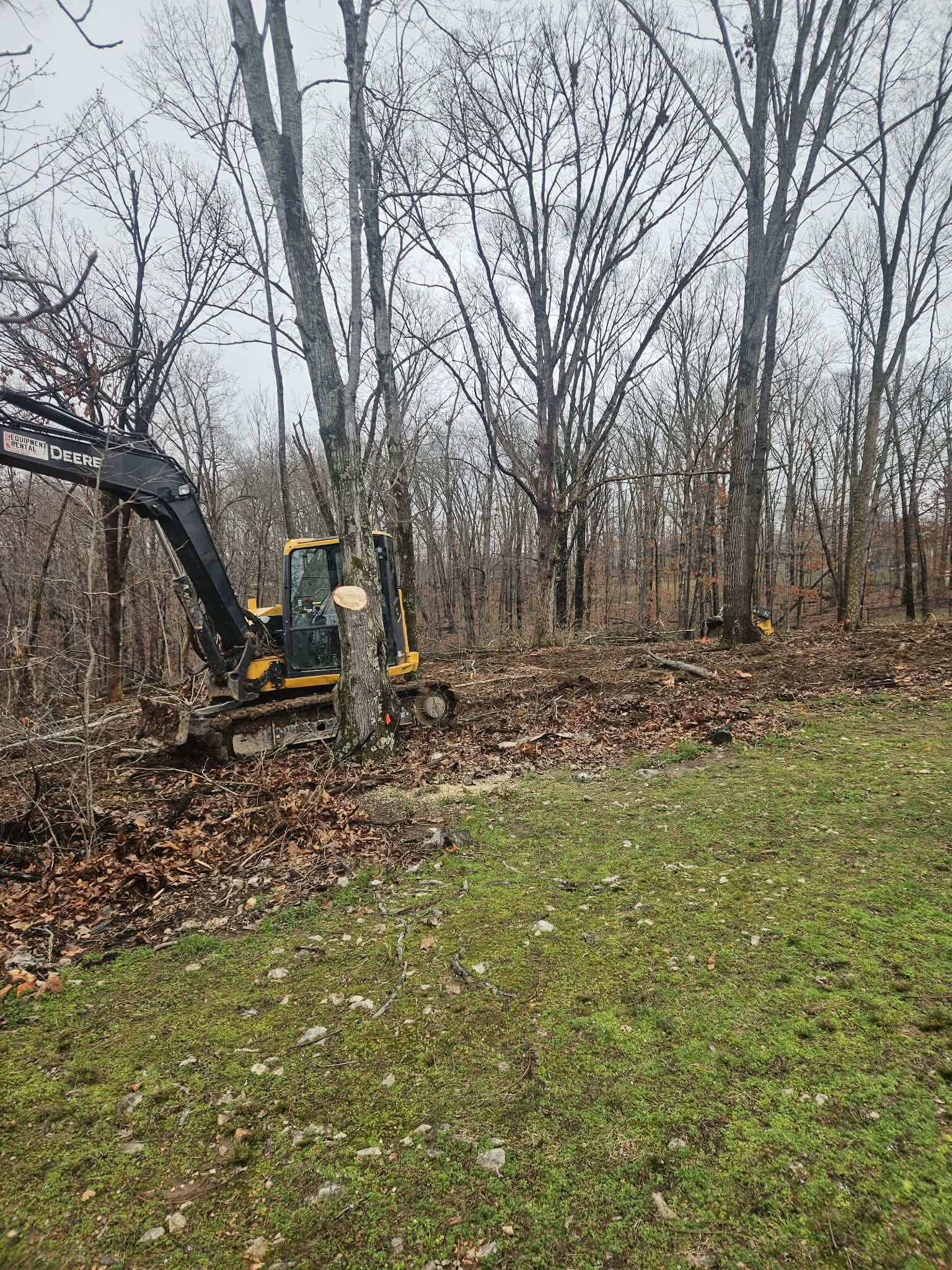 Lot clearing with heavy equipment